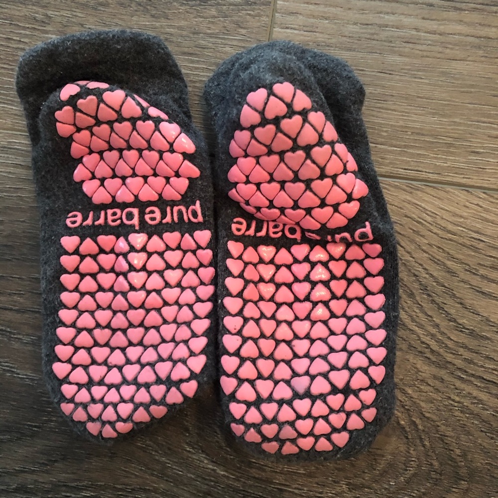 Pure Barre Heart Socks - Pink/Gray - Small